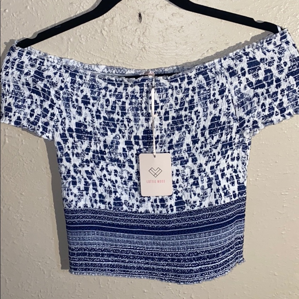 Lottie Moss White and Navy Crop Top